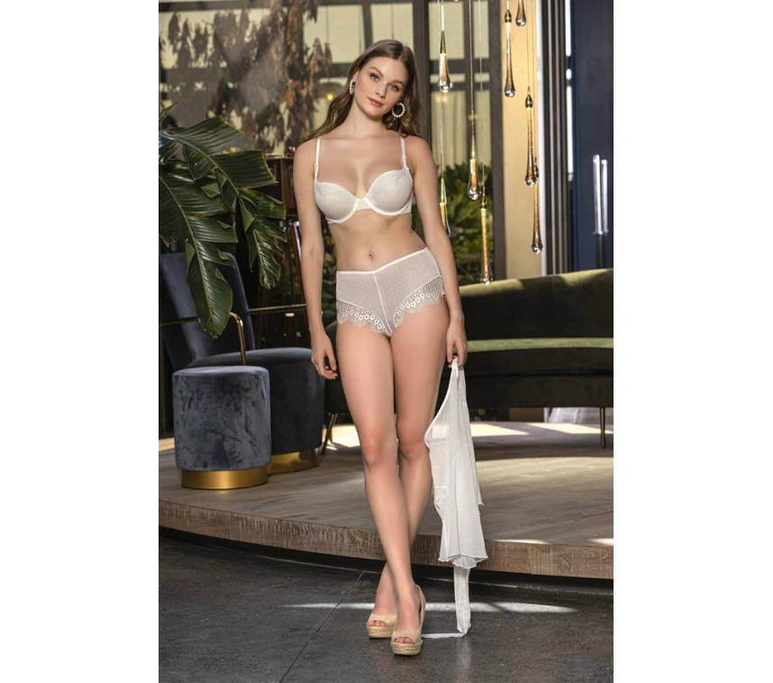 Lesca Transparan Bolero, Sütyen Ve Boxer Takım Ekru (brf31433)