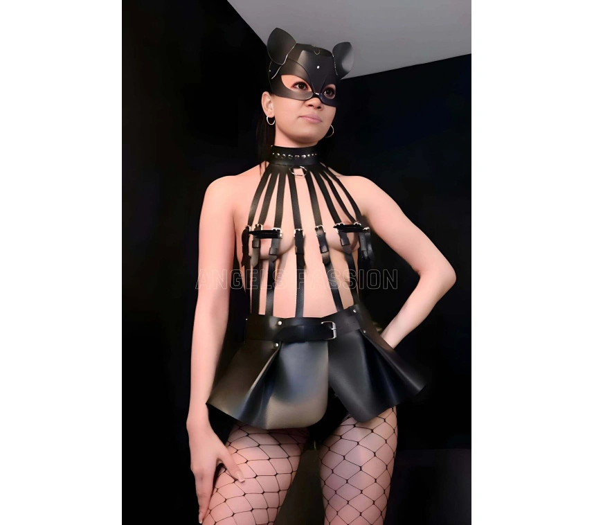 Mini Etekli Body Harness Ve Kedi Maske Takım - Brf1313