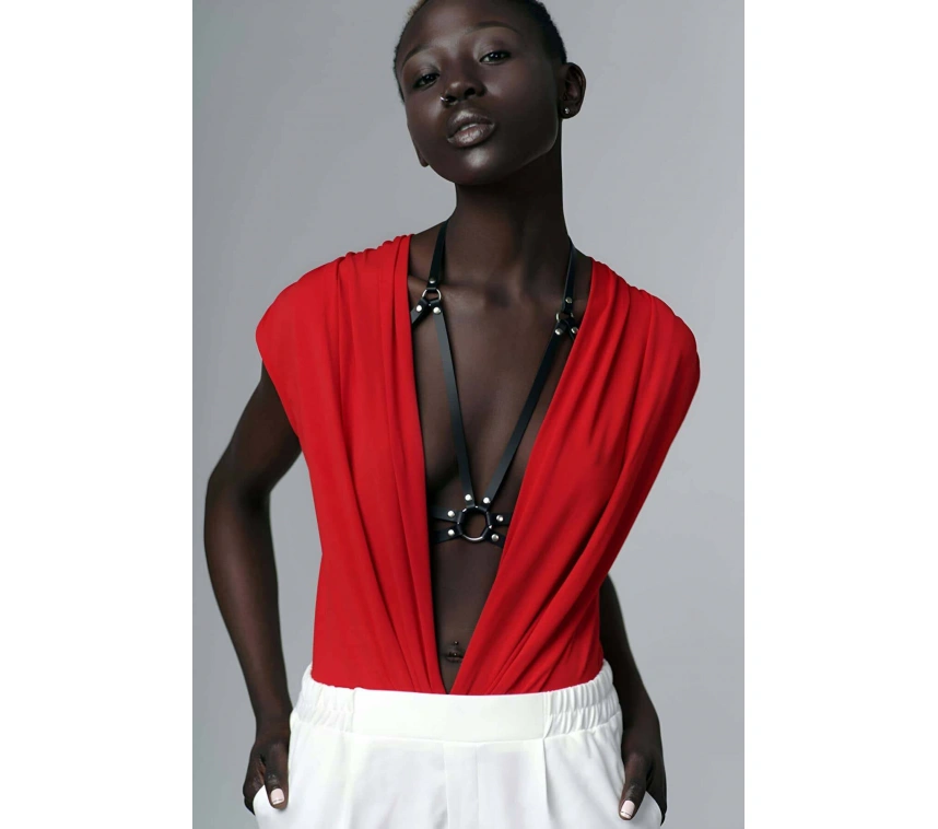 Omuz Göğüs Detaylı Şık Deri Harness - Brf200