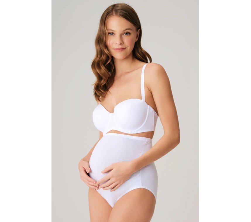 Pamuk Ve Modal Kumaş Yüksek Bel Beyaz Hamile Külodu