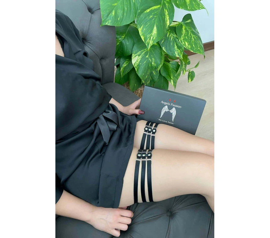 Şık Siyah Lastik Bacak Bandı - Brf351