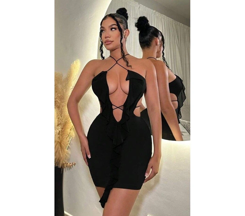 Siyah Fantezi Elbise 5086