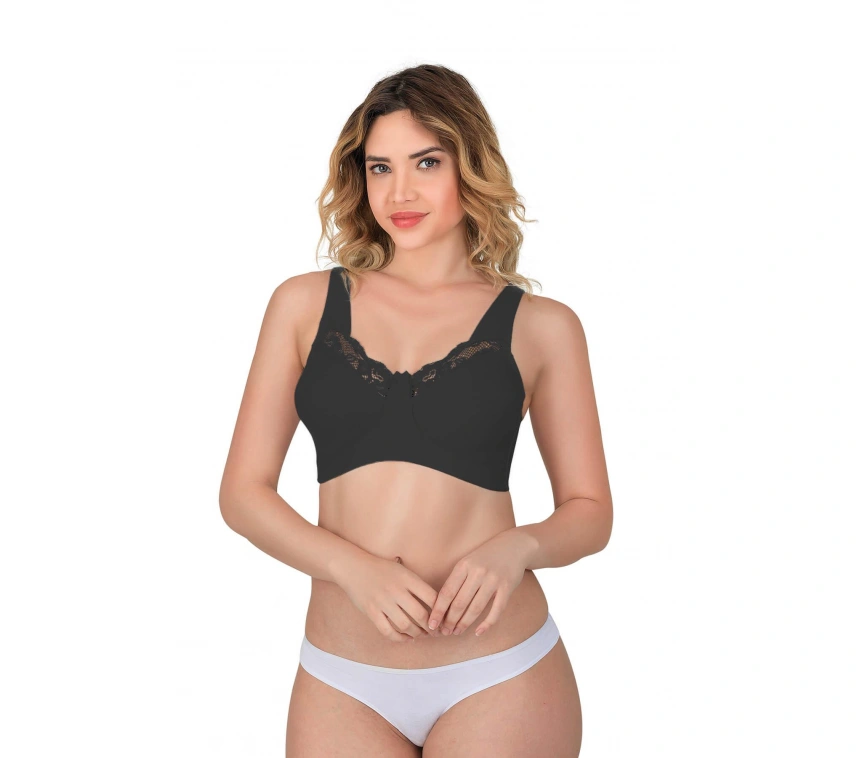 Siyah Mı Emay 181 C Dantelli Toparlayıcı Cotton Sütyen