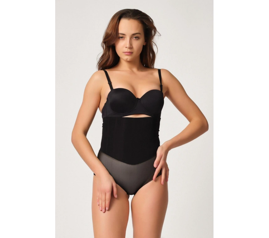 Siyah Mı Emay 2945 Tül Karyokalı Slip Lazer Korse