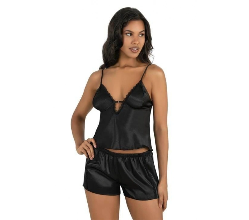 Siyah Saten Şort Takımı 9207