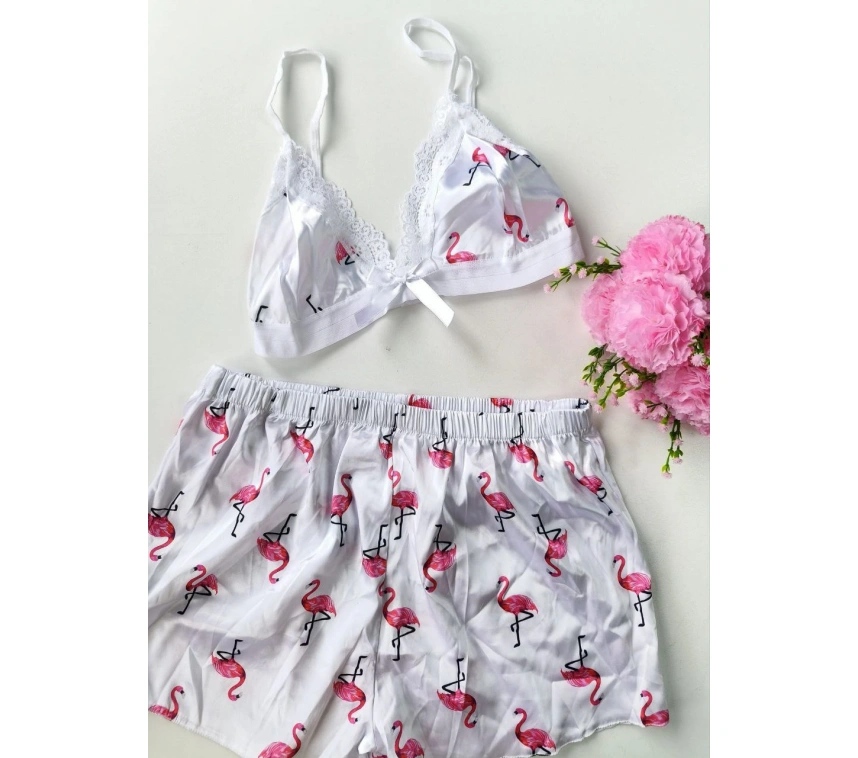Şortlu Sexy Filamingolu Takım