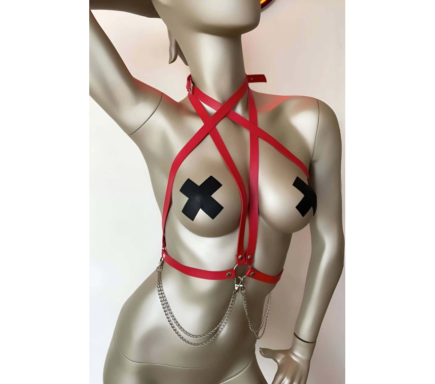 T-shirt Üzeri Deri Aksesuar, Gömlek Üzeri Şık Deri Harness - Brf52