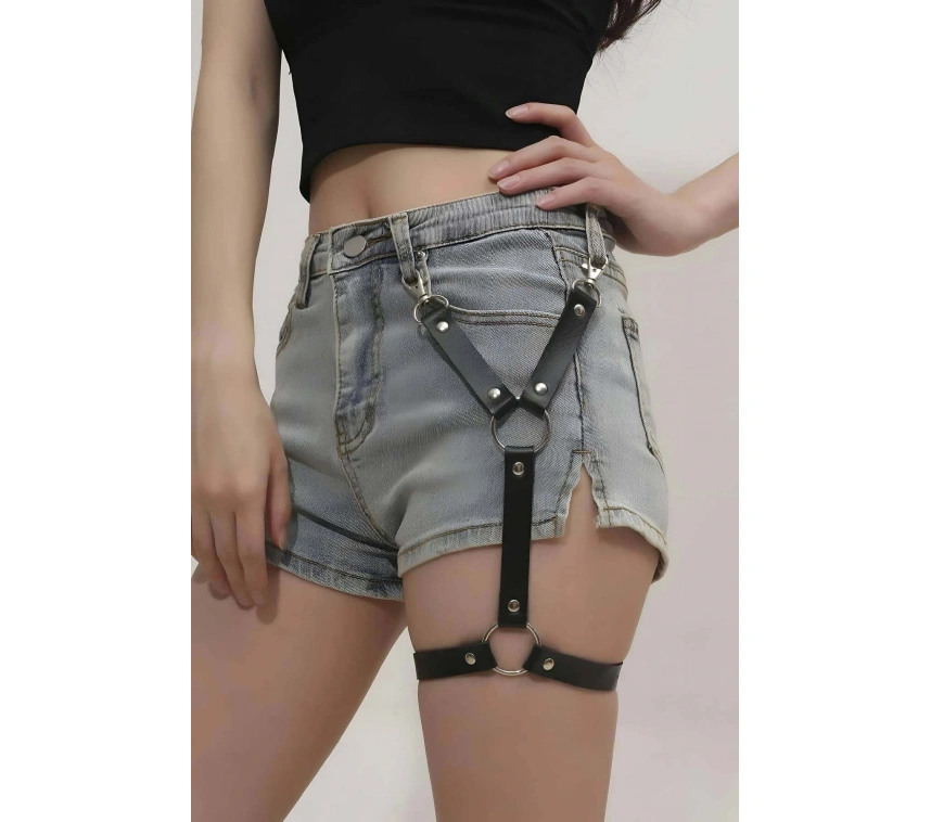 Tek Bacak Deri Jartiyer Harness - Brf962