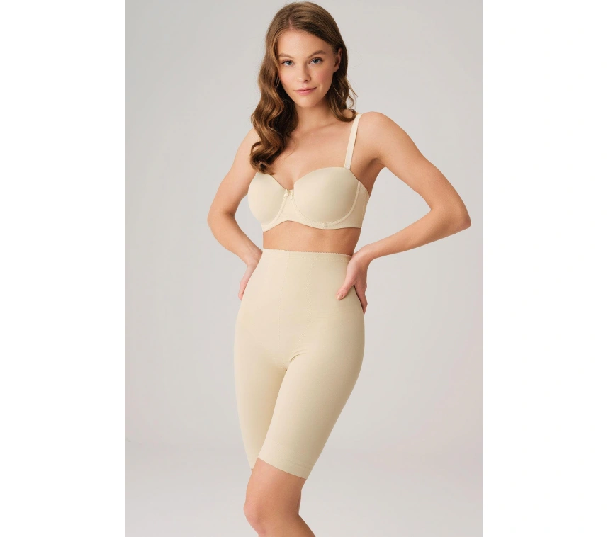 Toparlayıcı Bel Ve Bacak İnceltici Dikişli Uzun Paçalı Orta Bel Sıkı Şort Korse