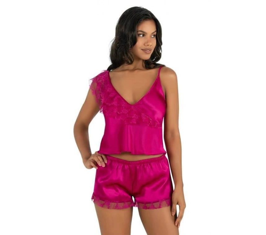 Vişne Saten Şort Takımı 9205