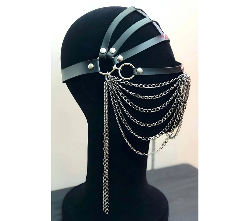 Zincirli Deri Seksi Maske - Brf465