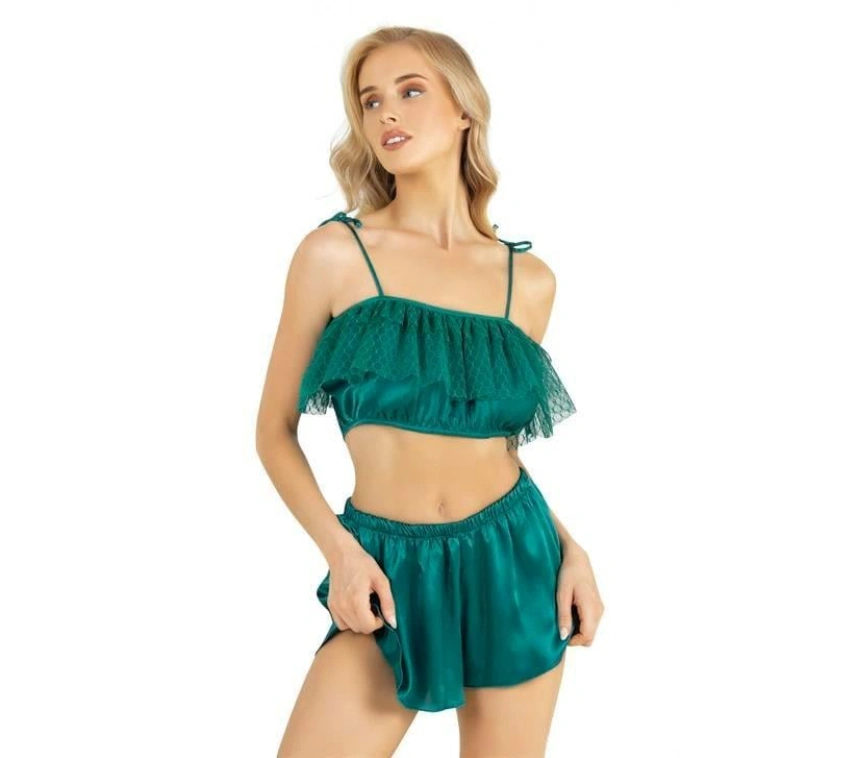 Zümrüt Saten Şort Takımı 9206