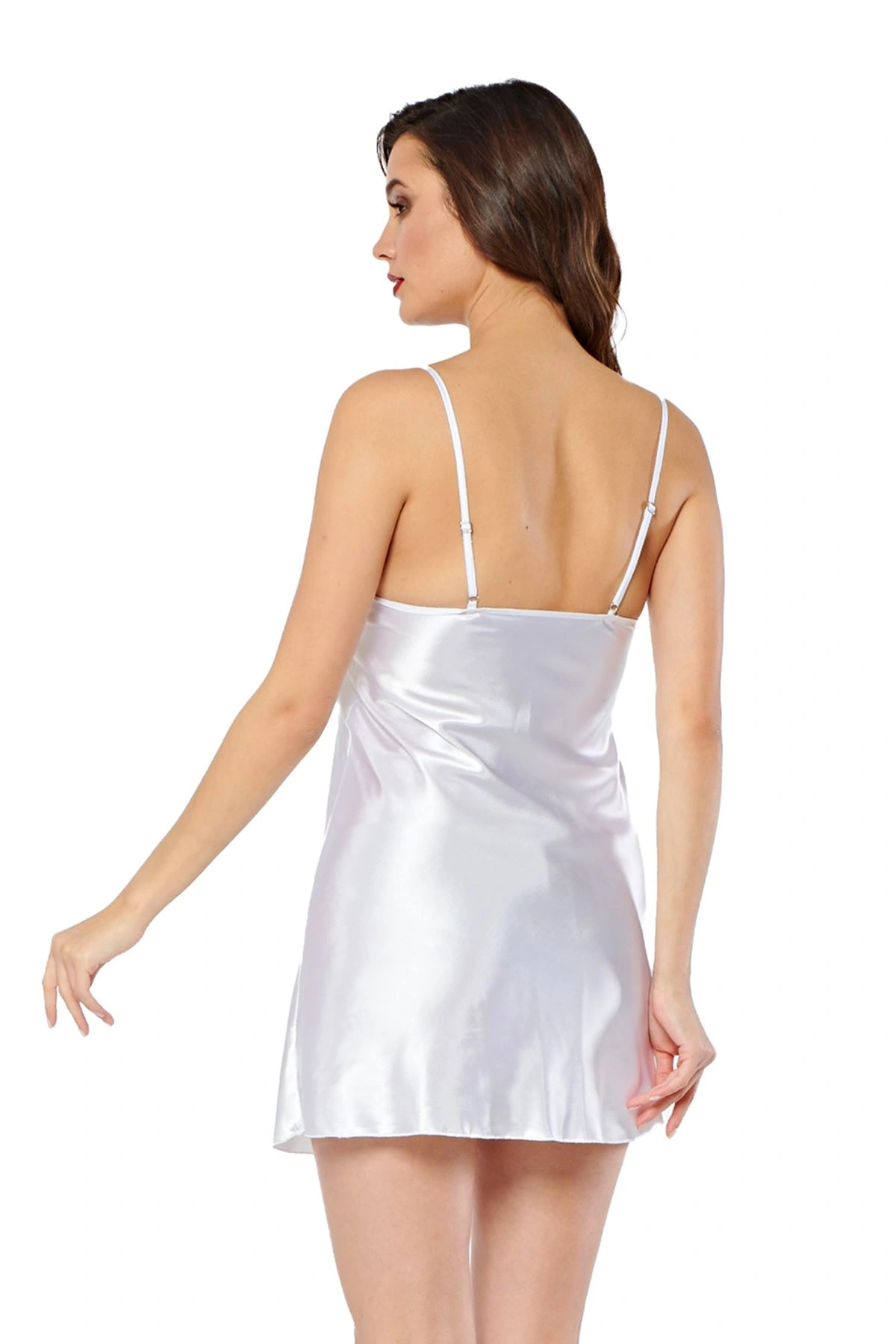 Lesca Beyaz Saten Gecelik - M-267