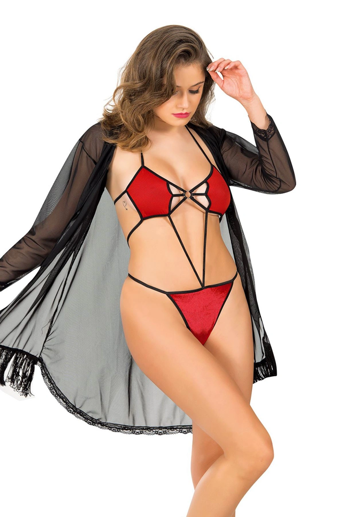 Lesca Kırmızı Fantezi 2 Li Takım - 1358