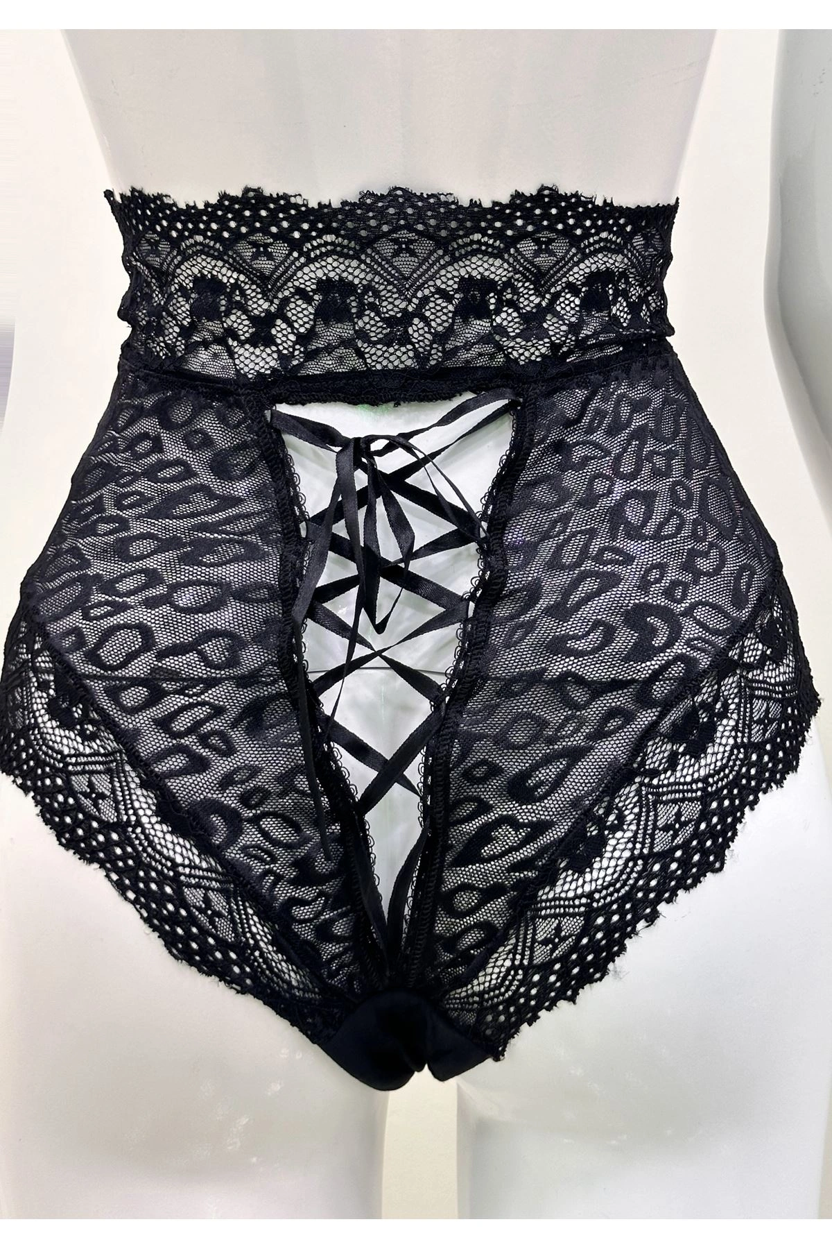 Lesca Siyah Dantelli Yüksek Bel Külot Venüs-k1013