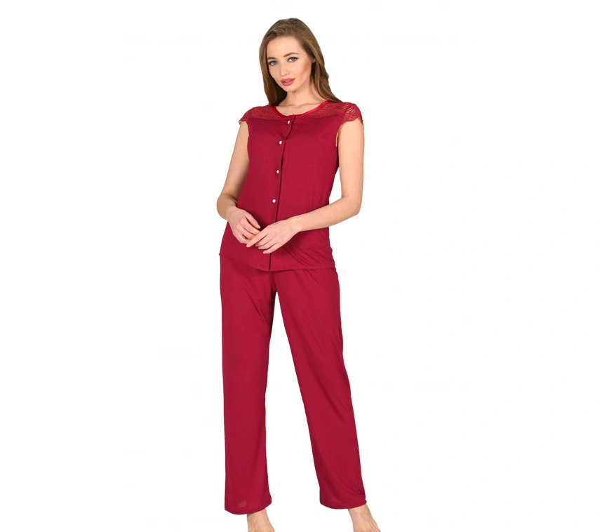 Lesca Bordo Penye Pijama Takımı - 1632