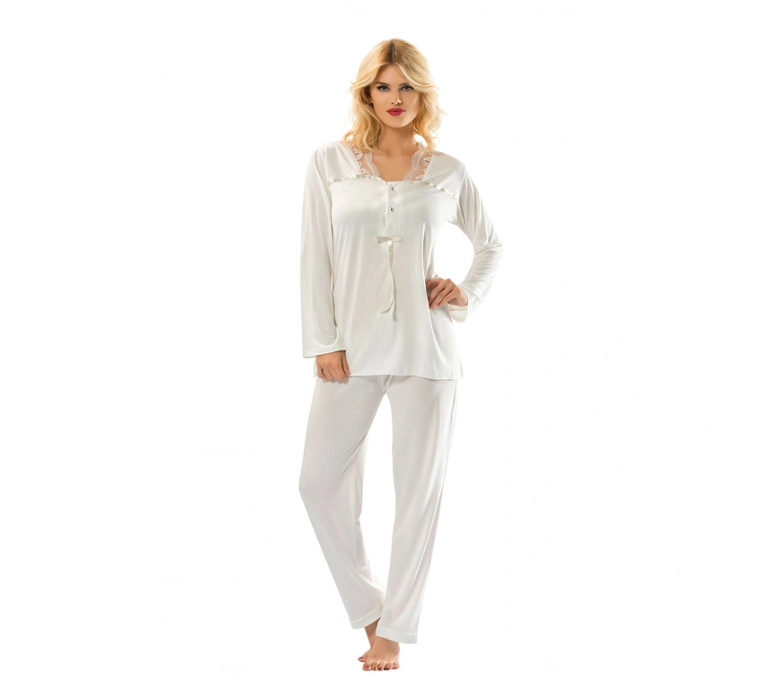Lesca Ekru Penye Pijama Takımı - 1556