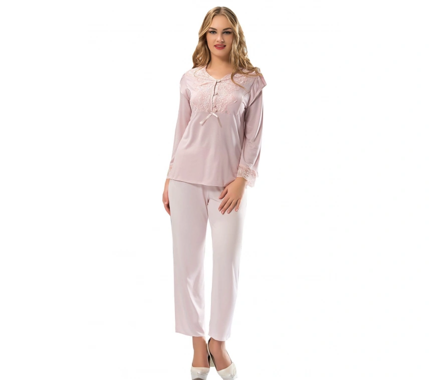 Lesca Ekru Penye Pijama Takımı - 1567