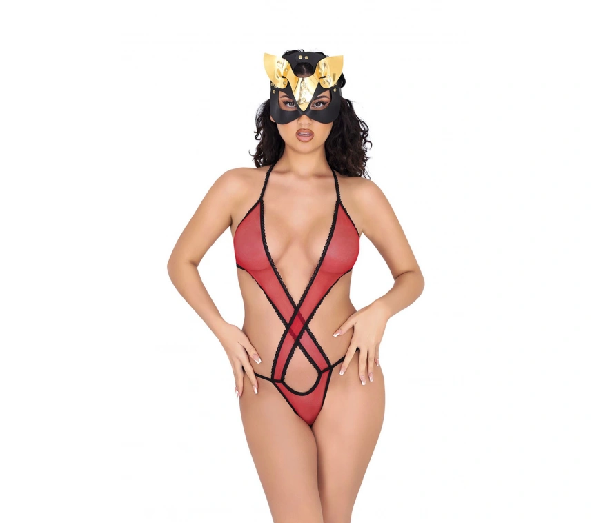 Lesca Kırmızı Lcralı Tül Bodysuit - 935