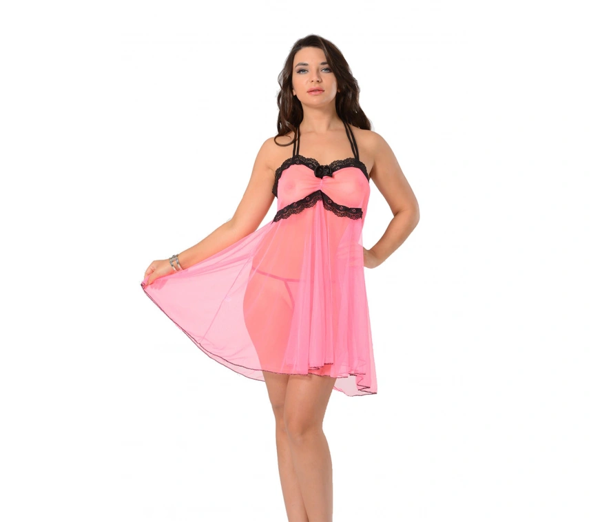Lesca Pembe Tül Gecelik - 662