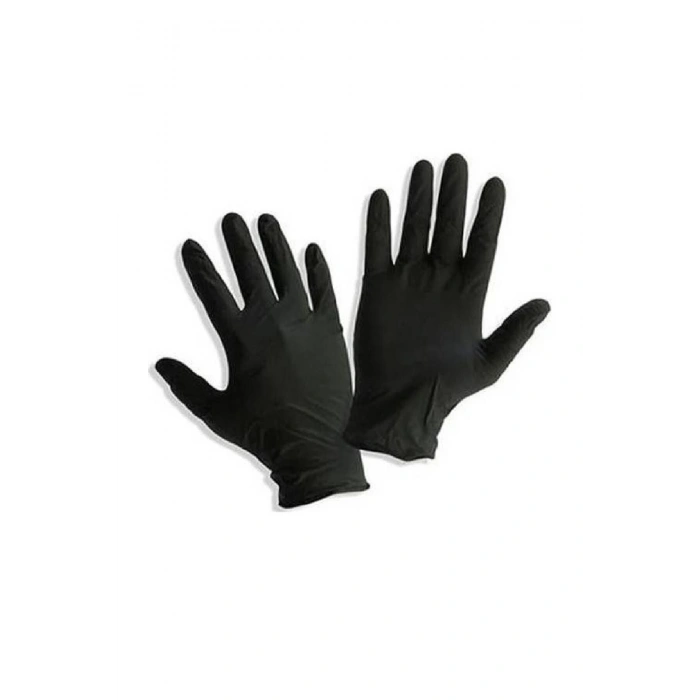 Haspet Siyah Nitril Muayene Eldiveni 100lü (L) ** 1 PAKET **