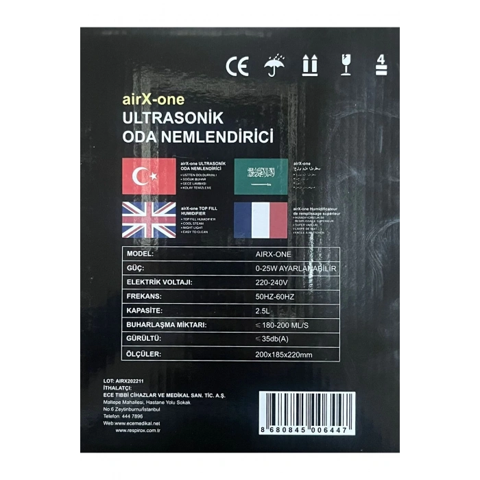 Aırx-one Oda Nemlendirici 2,5 Litre