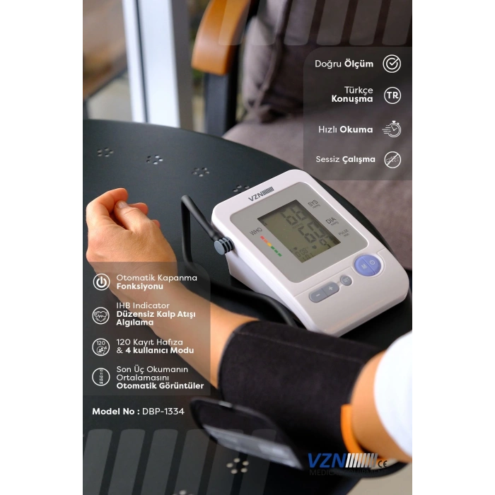 Türkçe Konuşan Kol Tipi Dijital Tansiyon Aleti 360° Premium Manşon