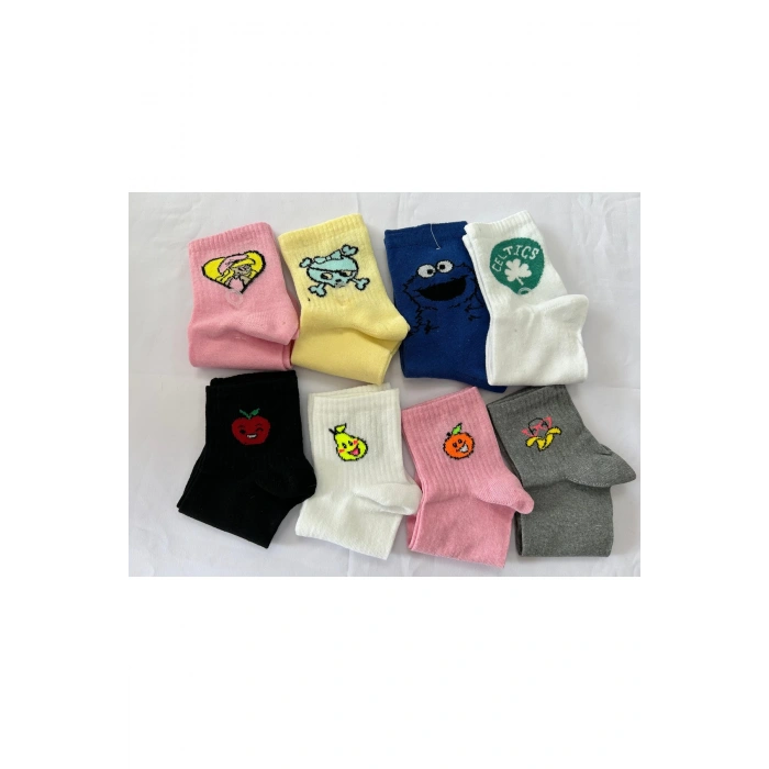 Karakter desenli pamuk çorap 8 çift