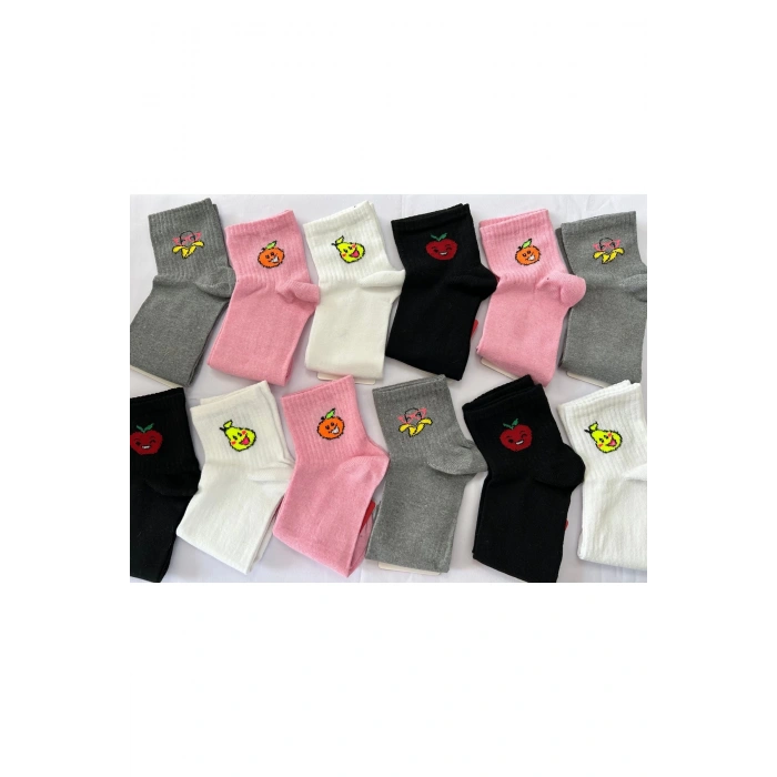 TREND DESENLİ RENKLİ PAMUKLU ÇORAP 8 ÇİFT