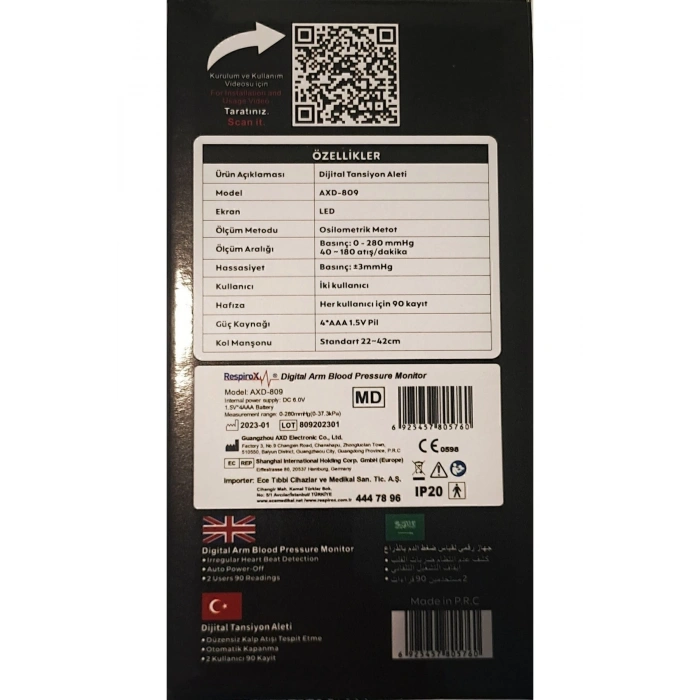 Axd809 Koldan Ölçer Konuşan Tansiyon Aleti