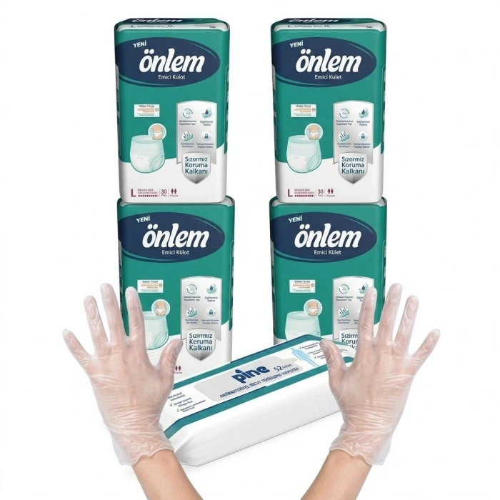 ÖNLEM EMİCİ KÜLOT LARGE 120 Lİ VÜCUT TEMİZLEME HAVLUSU VE ELDİVEN HEDİYELİ