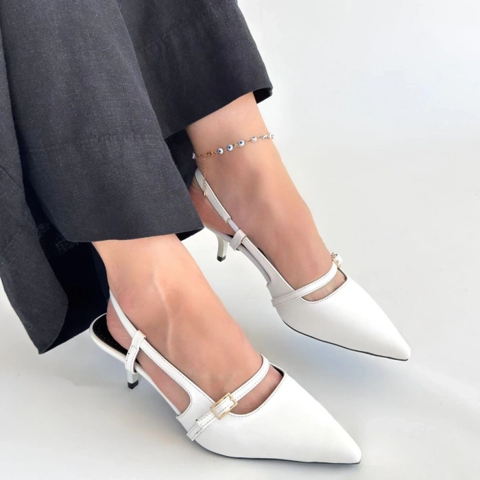 Darina Beyaz Cilt Topuklu Ayakkabı