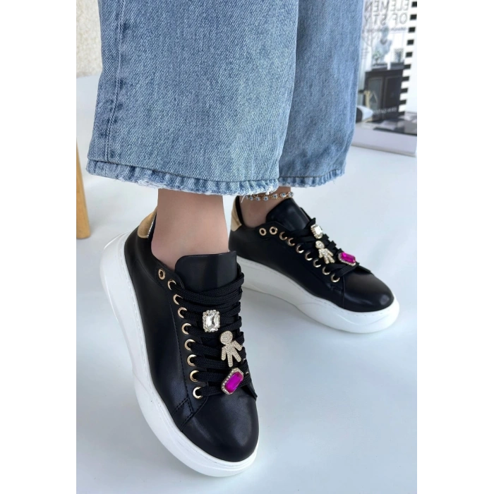 Gane Siyah Cilt Bağcıklı Spor Ayakkabı