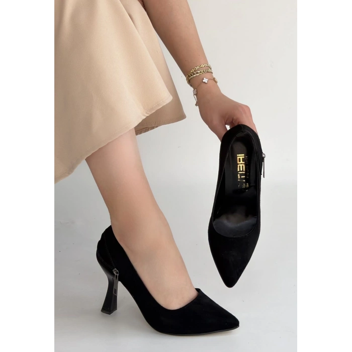 Retta Siyah Süet Topuklu Ayakkabı