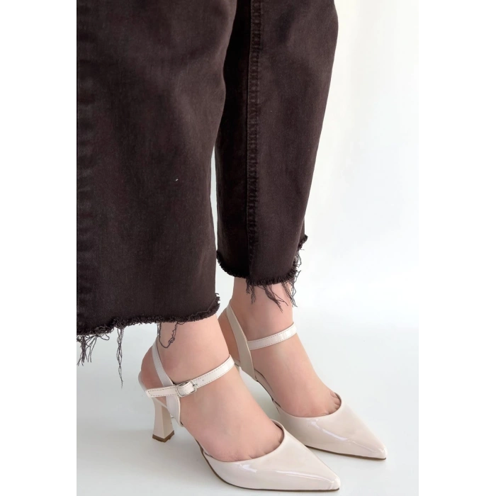 Suden Bej Rugan Topuklu Ayakkabı