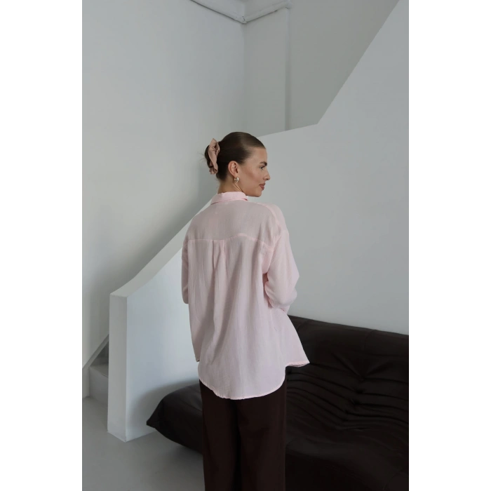 Tek cepli müslin gömlek pembe pt
