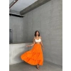 Fırfırlı brodeli astarlı uzun etek turuncu s255047