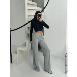 Fitilli şardonlu pantolon gri a4058