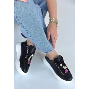 Gane Siyah Cilt Bağcıklı Spor Ayakkabı