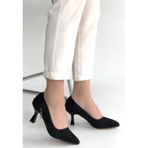 Jedi Siyah Süet Topuklu Ayakkabı