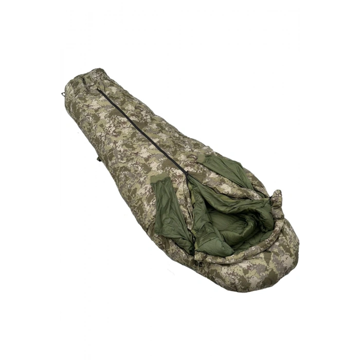 -44 Derece Kaz Tüyü Mumya TSK Askeri Kamuflaj Kollar Çıkmalı Uyku Tulumu İthal