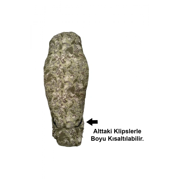 -44 Derece Kaz Tüyü Mumya TSK Askeri Kamuflaj Kollar Çıkmalı Uyku Tulumu İthal