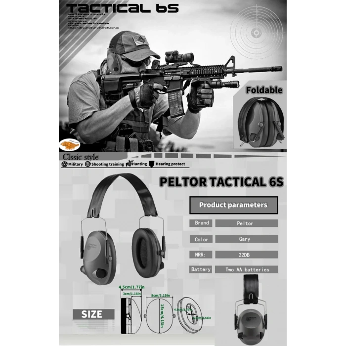 3M Peltor Tactical 6S Elektronik Gürültü ve Atış Kulaklığı - Haki