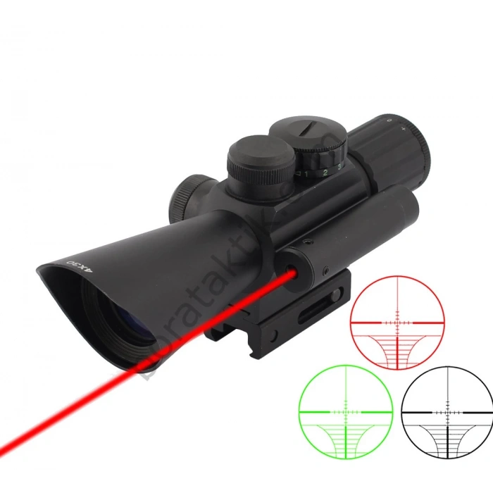 4X30 Lazerli Tüfek Dürbünü Çift Işıklı M7