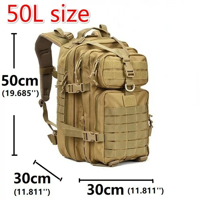 50 LT Askeri Haki Yeşil Taktik Sırt Çantası Military Tactical Backpack