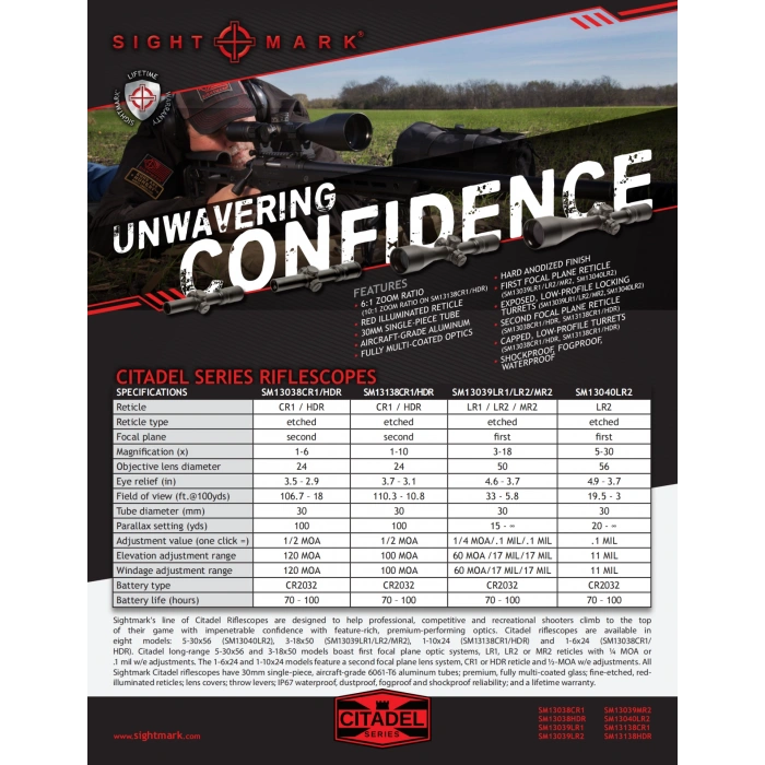 Sightmark Citadel 3 18x50 LR1 FFP Tüfek Dürbünü