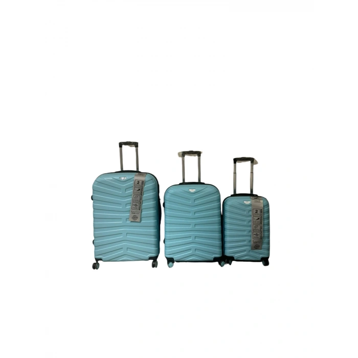 Abs Plastik 4 Tekerlekli Yerli Üretim Fermuarlı 3 Lü Valiz Seti Seyahat Çantası Siyah