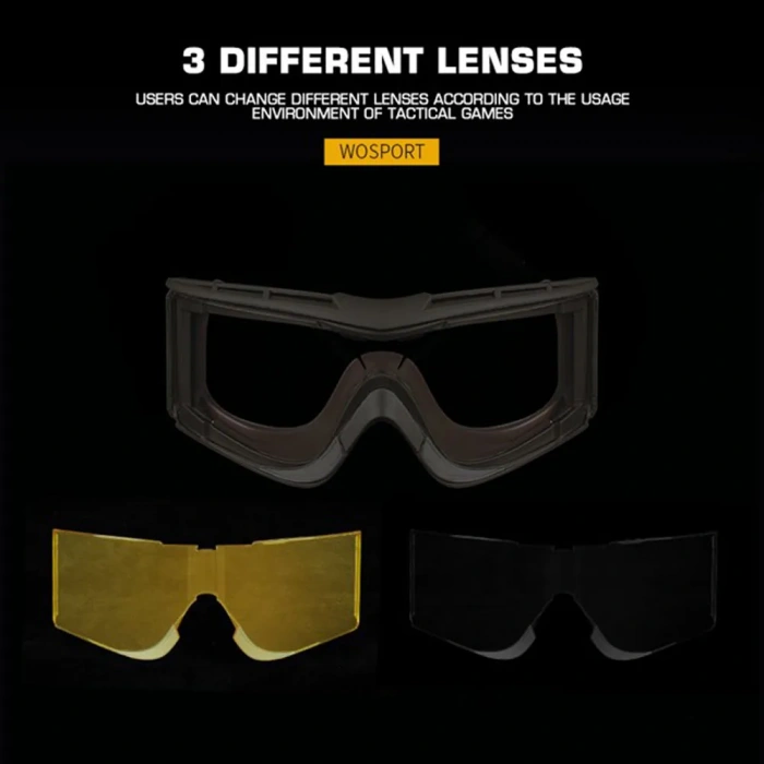 Kask için Balistik Gözlük Yanlar Açık W810 Taktik Gözlük seti Buğu Yapmaz Çizilmez