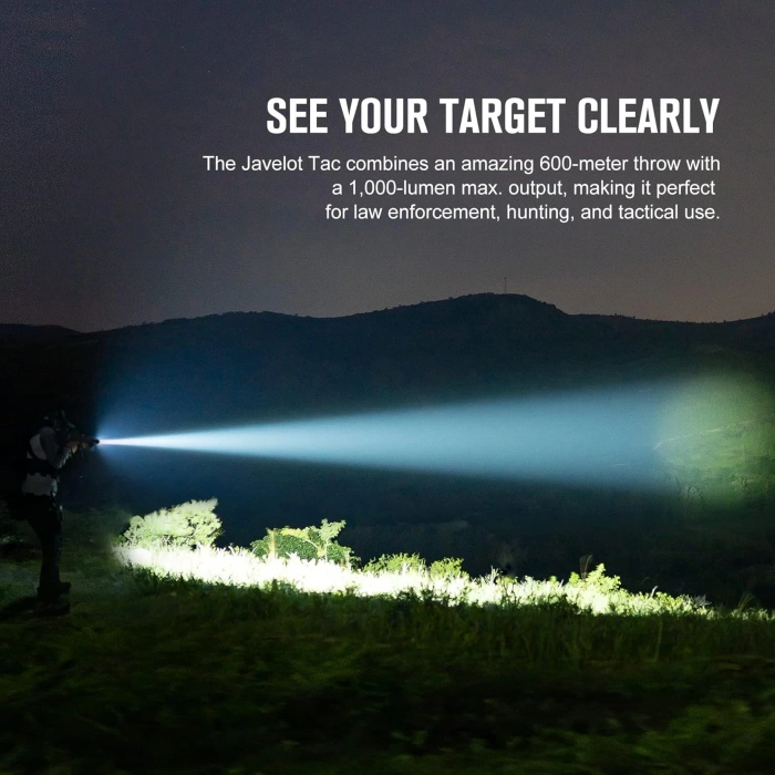 OLIGHT Javelot Tac M 1000 Lumens Tactical Kablolu Şarjlı Tüfek Feneri, Mlok Rail Mounted Rechargeable Weaponlight with 600 Meters Long-Range Distance, Removable Slide Rail Mount and Remote Pressure Switch (Black) Orjinal