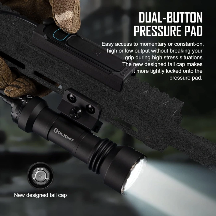 OLIGHT Javelot Tac M 1000 Lumens Tactical Kablolu Şarjlı Tüfek Feneri, Mlok Rail Mounted Rechargeable Weaponlight with 600 Meters Long-Range Distance, Removable Slide Rail Mount and Remote Pressure Switch (Black) Orjinal